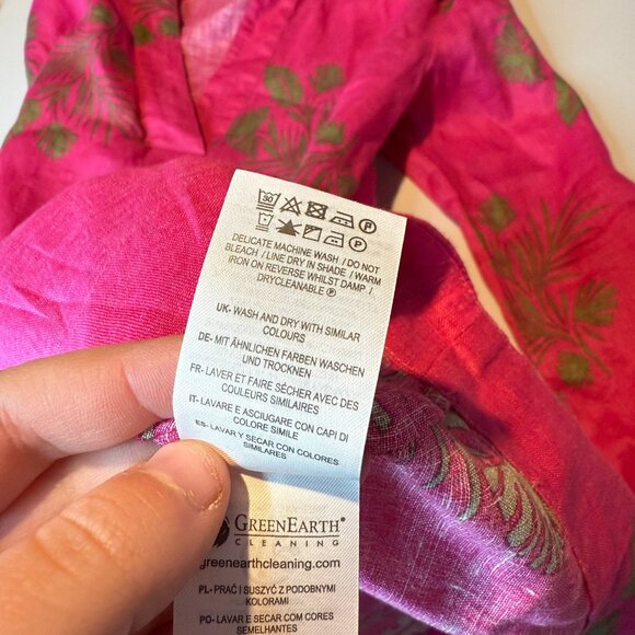 Boden Women 6L Hannah Linen Shirt Tunic Pink Floral V Neck Breathable Vacation - Picture 5 of 9